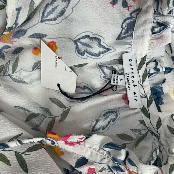 Anthropologie Current Air Floral Ruffle Flutter Sleeve Tie Collar Midi Dress - Picture 7 of 8